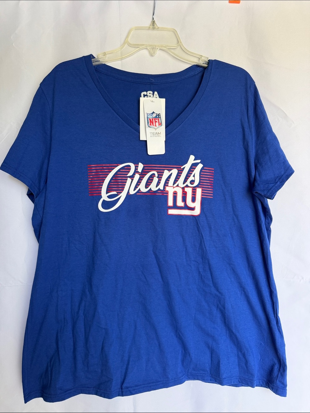 NWT NFL Women’s Royal Blue New York Giants Script V-Neck Tee NY football NEW 2XL